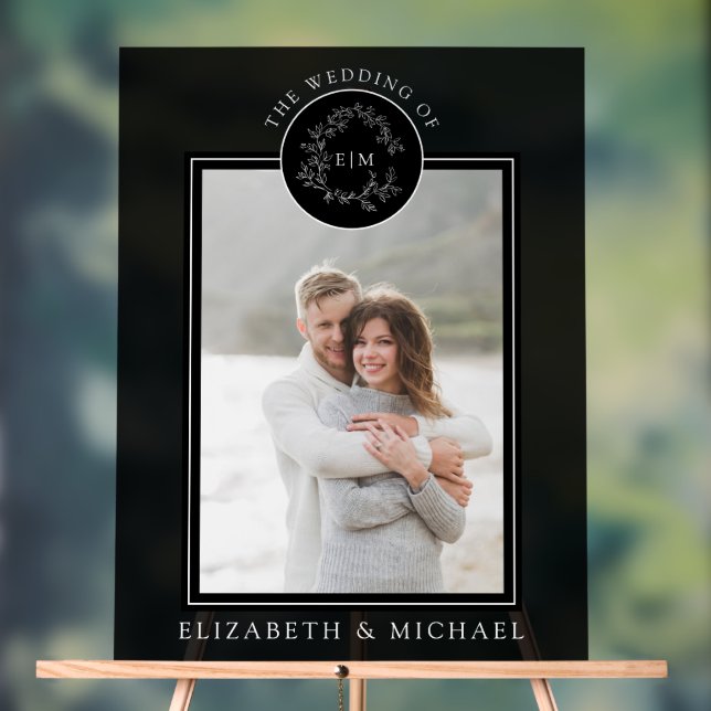 Monogramme noir blanc poitrine Mariage photo (Neutre)