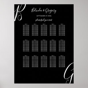Monogramme noir blanc Premier Mariage Tableau de s