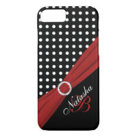 Monogramme Noir Blanc Rouge Pois iPhone 7 Coque