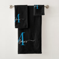 Monogramme noir élégant moderne Nom du script