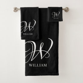 Monogramme noir élégant personnalisé initial