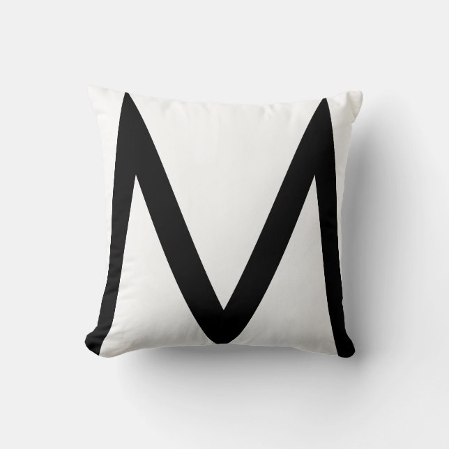 Monogramme noir élégant sur oreiller blanc (Recto)