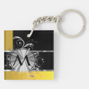 Monogramme noir et argenté jaune