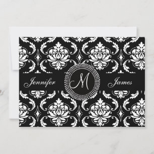 Monogramme noir et blanc Damas Faire-part de maria