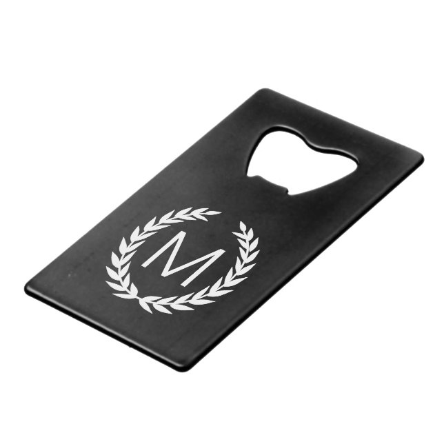 Monogramme noir et blanc de guirlande de laurier (Devant Angle)