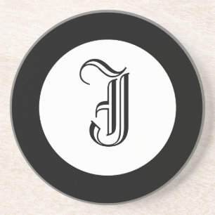 Monogramme noir et blanc Dessous de verre personna