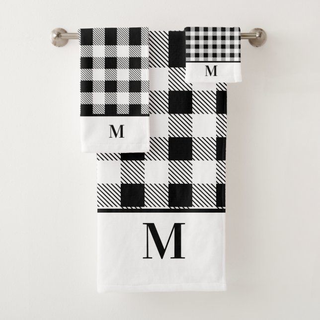 Monogramme noir et blanc Plaid de buffle (En situation)