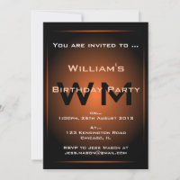 Monogramme noir et orange Sci-fi - Invitation