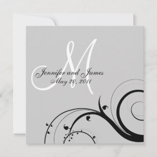 Monogramme noir Faire-part de mariage gris