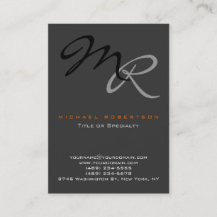 Monogramme noir gris tendance Carte de visite simp