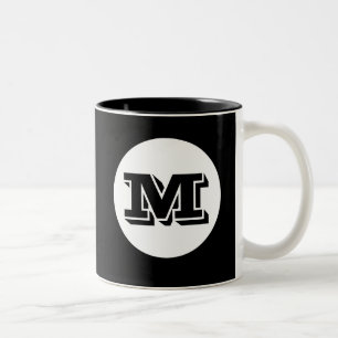 Monogramme noir Mug de café imprimé sur mesure