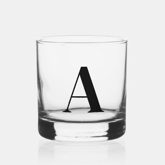 Monogramme noir verre Whiskey initial