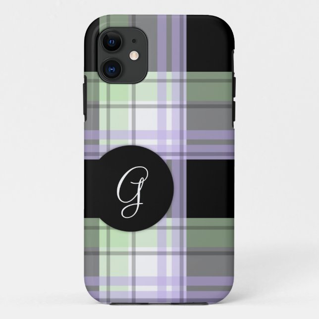 Monogramme noir violet vert plaqué iPhone 5 Coque (Dos)