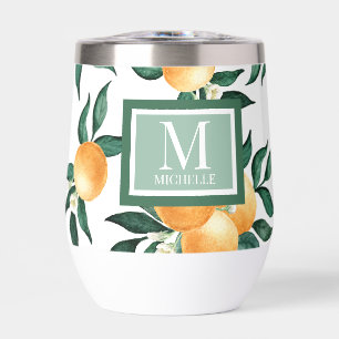 Monogramme Nom Aquarelle Citron Orange