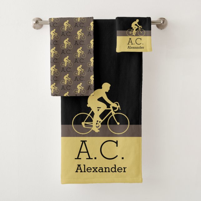 Monogramme Nom Bicyclette Gold Black Grey | Beige (En situation)