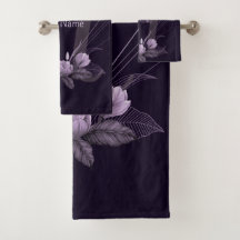 Monogramme Nom Violet Floral Violet Cadre géométri