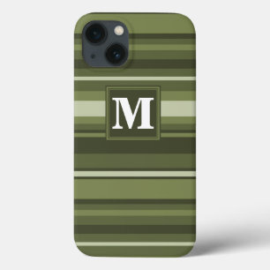 Monogramme olivier rayures vert Coque-Mate coque i