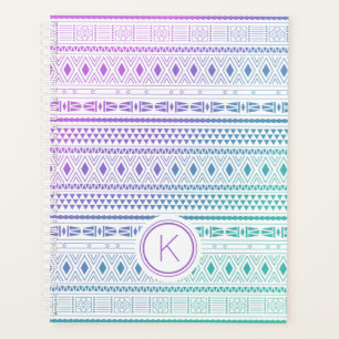 Monogramme Ombre violet bleu Boho