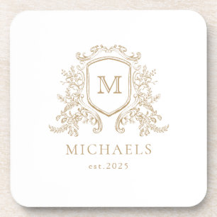 Monogramme Or Crest dessous de verre en plastique 