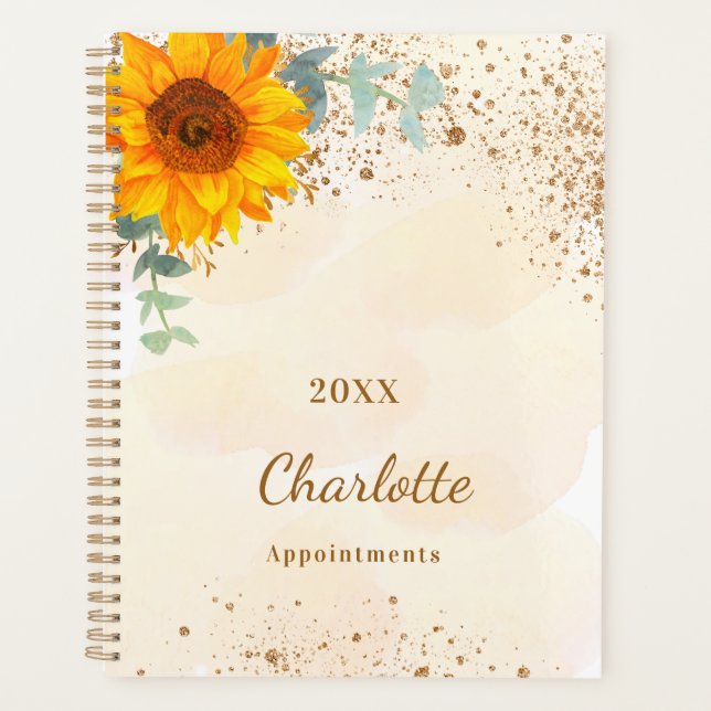 Monogramme or de parties scintillant de tournesol  (Devant)