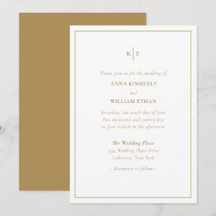 Monogramme Or Familles Mariages Invitations