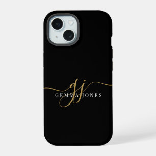 Monogramme Or Moderne Écriture Féminine Nom Noir