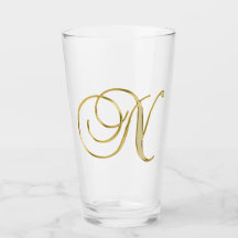 Monogramme or N verre