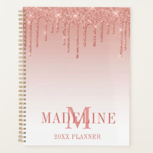 Monogramme or Rose Parties scintillant moderne et
