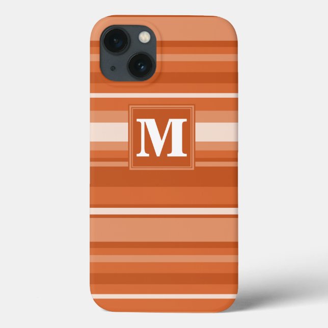 Monogramme orange rayures Coque-Mate coque iphone (Verso)