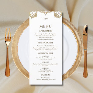 Monogramme Ornate Victorian Pearl Menu Mariage
