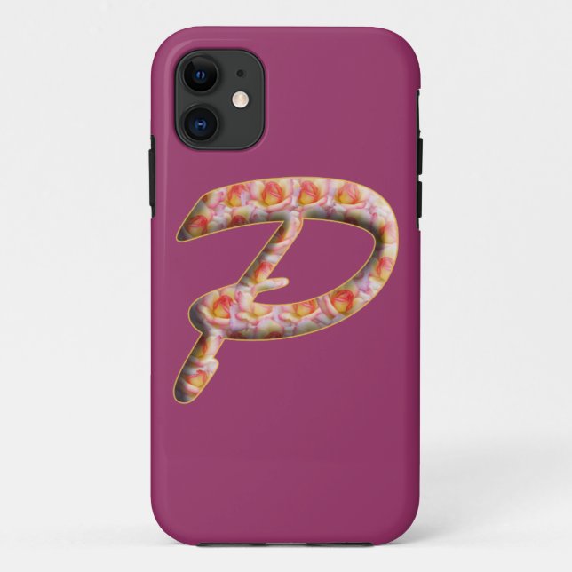 Monogramme P en Motif Rose Iphone 5 Coque (Dos)