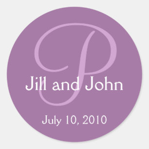 Monogramme P Mariage mariée Groom Date Autocollant