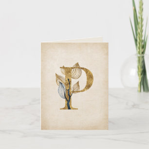 Monogramme P or et noir avec Feuille