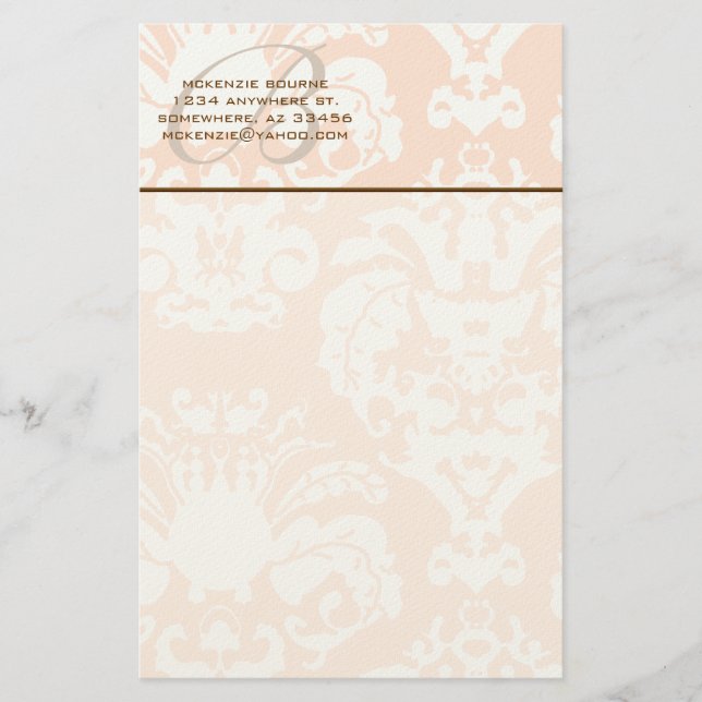 Monogramme papeterie Brown et corail (Devant)