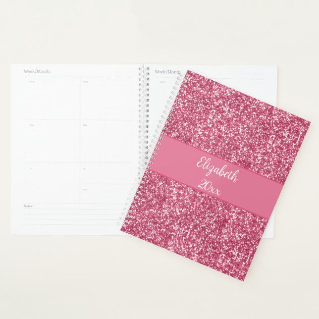 Monogramme Parties scintillant rose blanc glam ten (Devant avec enveloppe)