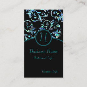 Monogramme Perle Turquoise Carte de visite floral