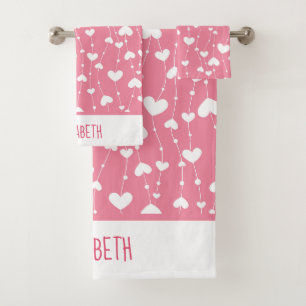 Monogramme personnalisable coeurs roses blancs