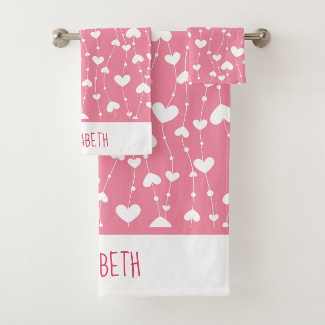 Monogramme personnalisable coeurs roses et blancs (En situation)