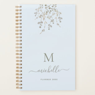 Monogramme personnalisé aquarelle botanique bleu