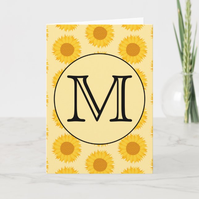 Monogramme personnalisé, avec tournesol jaune. (Devant)