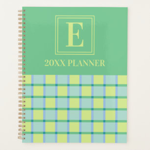 Monogramme personnalisé bleu vert citron moderne d