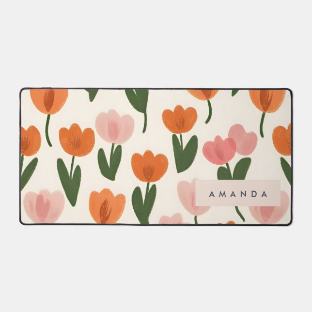 Monogramme Personnalisé Cute Spring Tulip Motif (Recto)