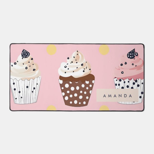 Monogramme Personnalisé Cute Sweet Cupcake (Recto)
