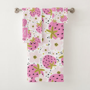 Monogramme personnalisé de fraises roses