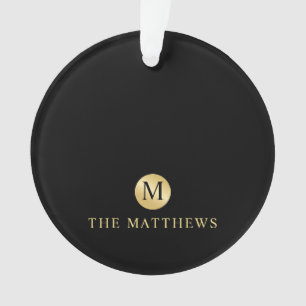 Monogramme personnalisé de luxe noir et or