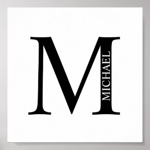 Monogramme personnalisé et affiche de nom