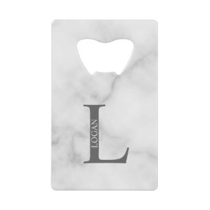 Monogramme personnalisé et nom bouteille de carte 