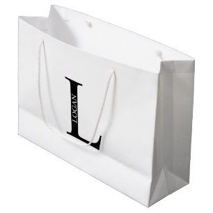 Monogramme personnalisé et nom grand sac cadeau