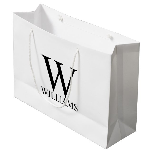 Monogramme personnalisé et nom grand sac cadeau (Devant Angle)