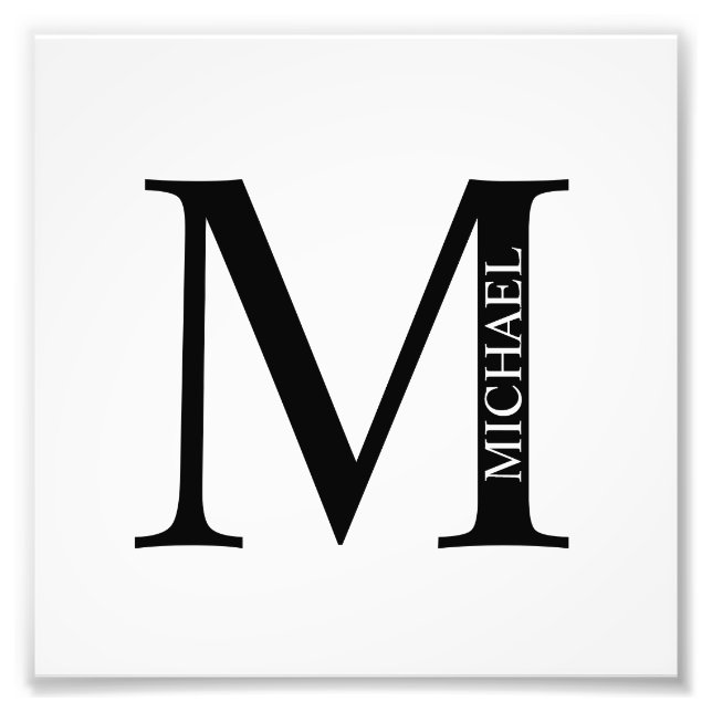 Monogramme personnalisé et nom Impression photo (Devant)